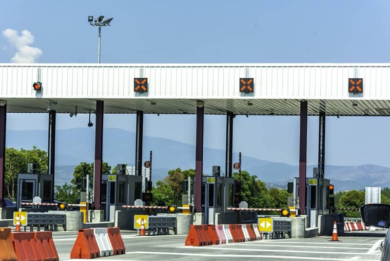 Empty pay toll check point - Toll booths at highway -cm